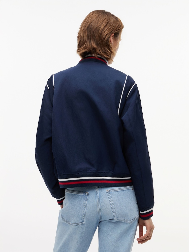 Tommy Jeans Blue Crest Embroidery Varsity Jacket - Image 2 of 5 Tommy Jeans Blue Crest Embroidery Varsity Jacket - Image 2 of 5