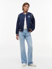 Tommy Jeans Blue Crest Embroidery Varsity Jacket - Image 3 of 5