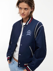 Tommy Jeans Blue Crest Embroidery Varsity Jacket - Image 4 of 5