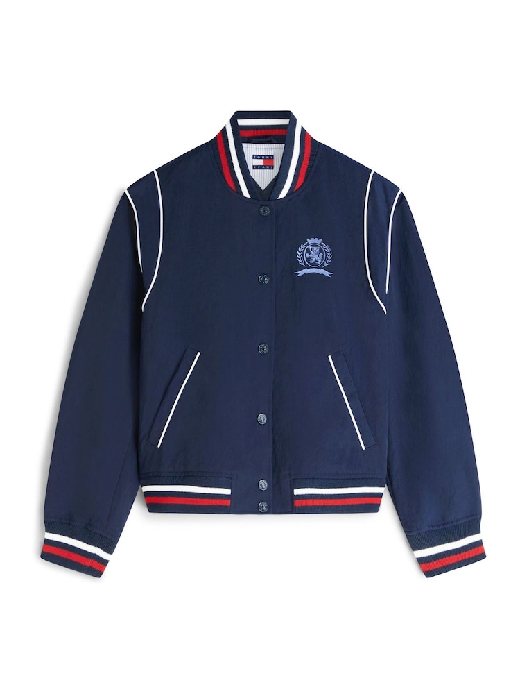 Tommy Jeans Blue Crest Embroidery Varsity Jacket - Image 5 of 5 Tommy Jeans Blue Crest Embroidery Varsity Jacket - Image 5 of 5