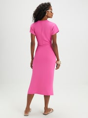River Island Pink Premium Short Sleeve Tie Side Midi Dress - Image 2 of 4