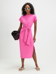 River Island Pink Premium Short Sleeve Tie Side Midi Dress - Image 3 of 4