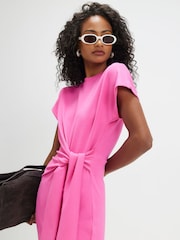 River Island Pink Premium Short Sleeve Tie Side Midi Dress - Image 4 of 4