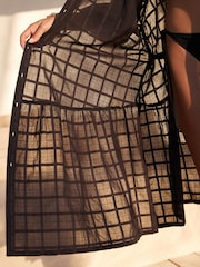Black Textured 100% Cotton Beach Shirt Dress - Image 5 of 7