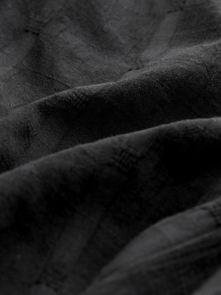 Black Textured 100% Cotton Beach Shirt Dress - Image 7 of 7