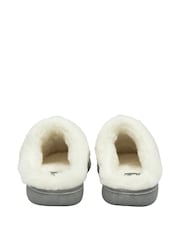 Dunlop Lighr Grey Ladies Knitted Closed Toe Mule Slippers - Image 3 of 4