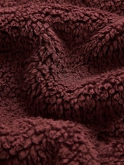 Burgundy Red Fleece Borg Quarter Zip Neck Top - Image 8 of 8