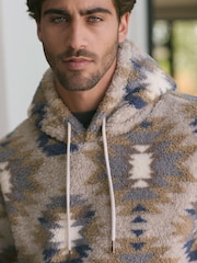 Neutral Pattern Fleece Borg Overhead Hoodie - Image 1 of 1