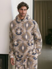 Neutral Pattern Fleece Borg Overhead Hoodie - Image 4 of 9