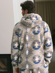 Neutral Pattern Fleece Borg Overhead Hoodie - Image 5 of 9