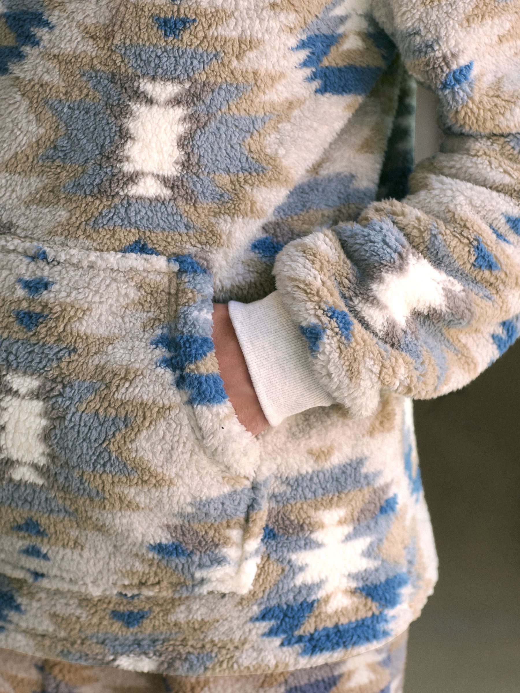 Buy Neutral Pattern Fleece Borg Overhead Hoodie from Next Czech Republic