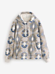 Neutral Pattern Fleece Borg Overhead Hoodie - Image 7 of 9
