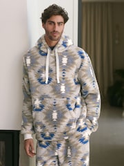 Neutral Pattern Fleece Borg Overhead Hoodie - Image 9 of 9