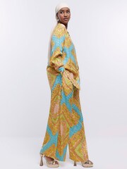River Island Oversized Blue Scarf Print Shirt - Image 3 of 6