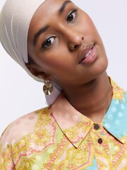 River Island Oversized Blue Scarf Print Shirt - Image 4 of 6