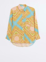 River Island Oversized Blue Scarf Print Shirt - Image 5 of 6