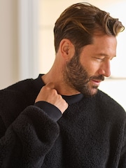 Black Fleece Borg Crew Neck Sweatshirt - Image 4 of 7