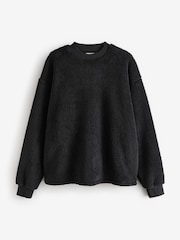 Black Fleece Borg Crew Neck Sweatshirt - Image 5 of 7