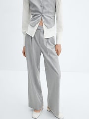 Mango Grey Pinstripe Suit Trousers - Image 1 of 7