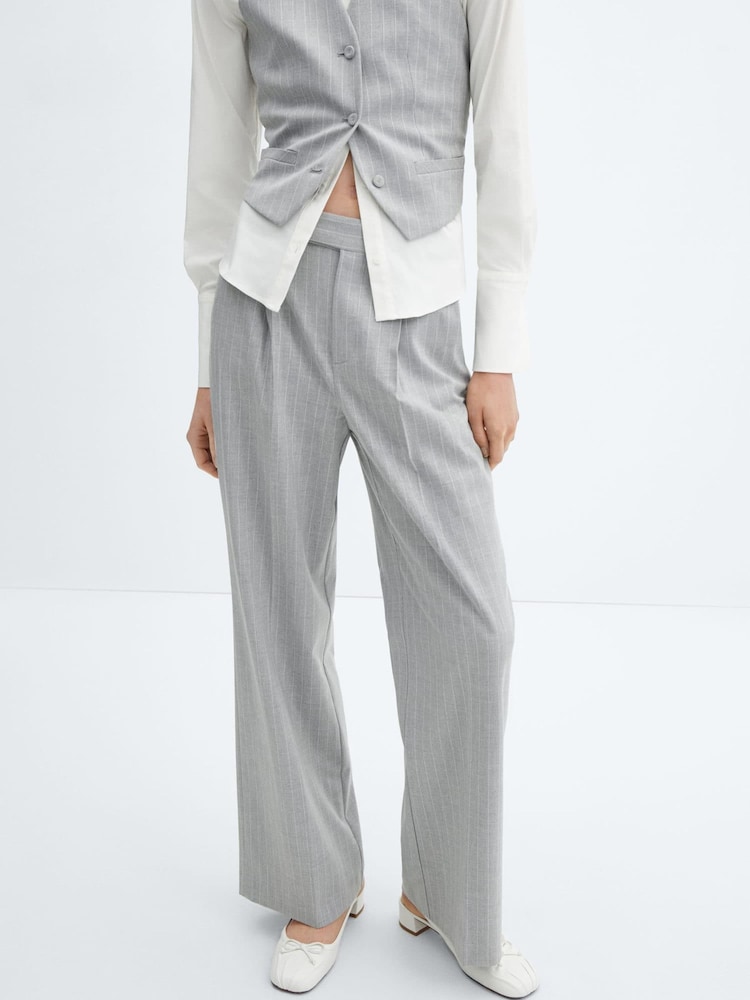 Mango Grey Pinstripe Suit Trousers - Image 1 of 7