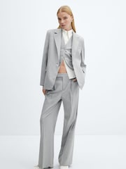 Mango Grey Pinstripe Suit Trousers - Image 3 of 7