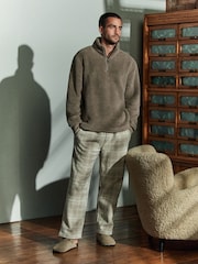 Stone Neutral Fleece Borg Quarter Zip Neck Top - Image 3 of 6