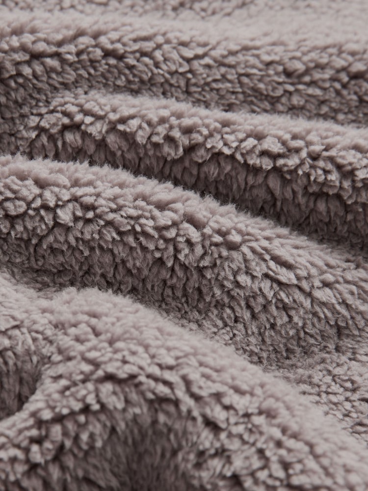 Stone Neutral Fleece Borg Quarter Zip Neck Top - Image 6 of 6