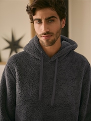 Slate Grey Fleece Borg Overhead Hoodie - Image 1 of 1