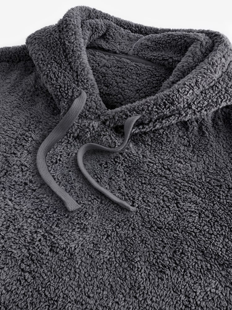 Slate Grey Fleece Borg Overhead Hoodie - Image 2 of 9