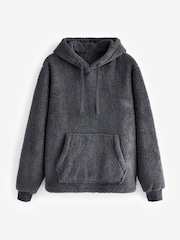 Slate Grey Fleece Borg Overhead Hoodie - Image 3 of 9