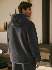 Slate Grey Fleece Borg Overhead Hoodie - Image 4 of 9