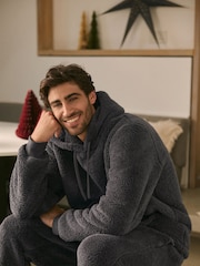 Slate Grey Fleece Borg Overhead Hoodie - Image 6 of 9