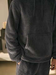 Slate Grey Fleece Borg Overhead Hoodie - Image 8 of 9