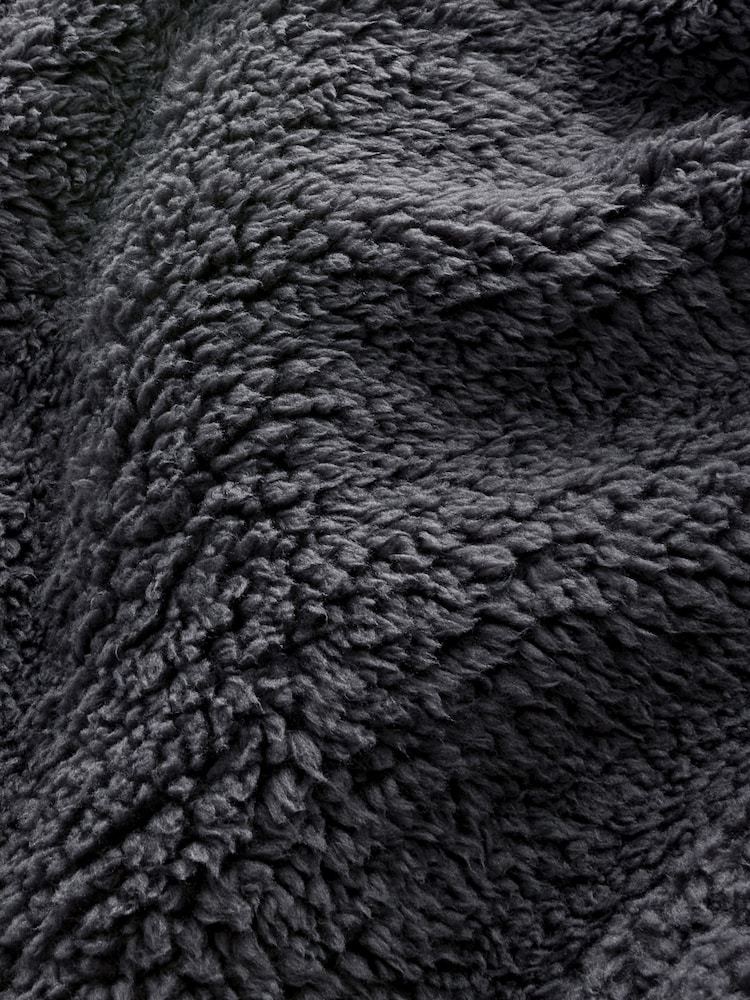 Slate Grey Fleece Borg Overhead Hoodie - Image 9 of 9