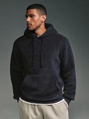 Navy Blue Fleece Borg Overhead Hoodie - Image 1 of 1