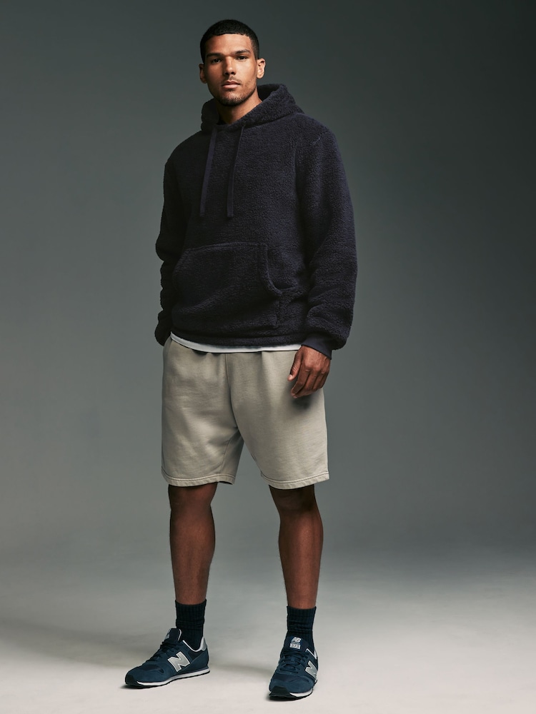 Navy Blue Fleece Borg Overhead Hoodie - Image 2 of 7