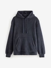 Navy Blue Fleece Borg Overhead Hoodie - Image 5 of 7