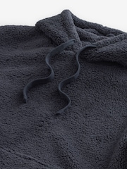 Navy Blue Fleece Borg Overhead Hoodie - Image 6 of 7