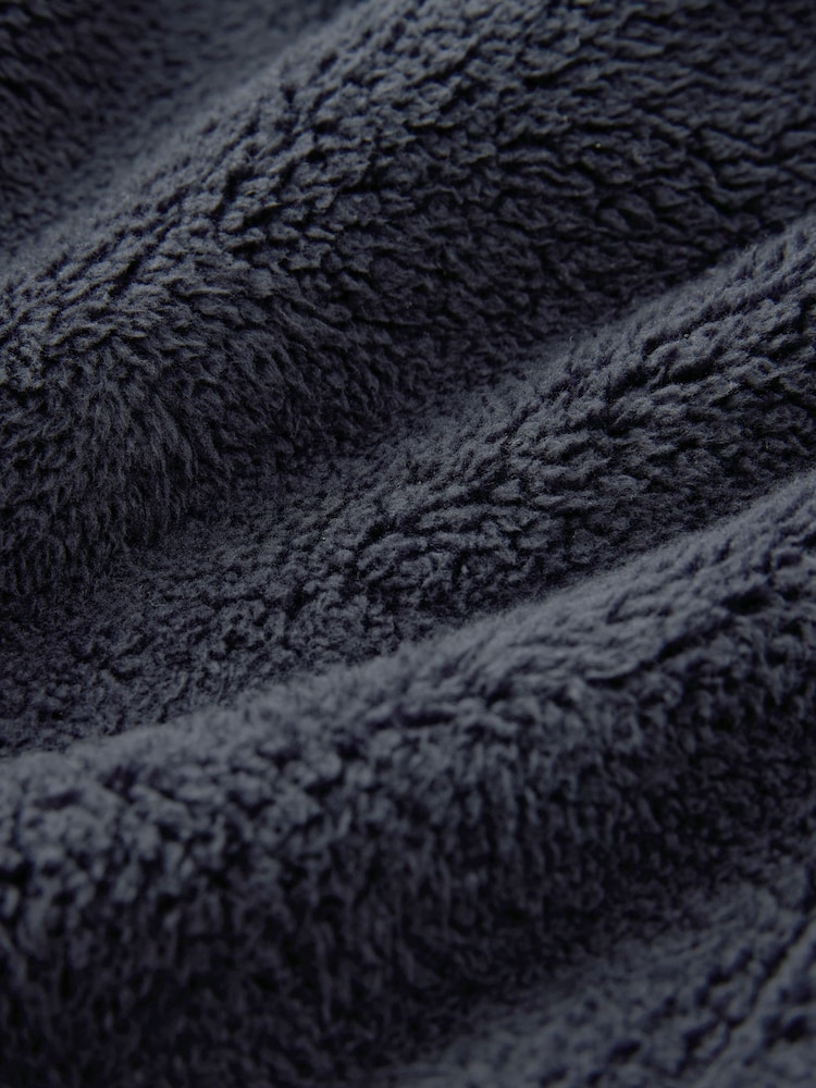 Navy Blue Fleece Borg Overhead Hoodie - Image 7 of 7