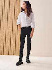 Black Senior Belted Skinny Stretch School Trousers (9-18yrs) - Image 2 of 8