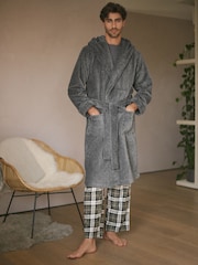 Grey Supersoft Hooded Dressing Gown - Image 2 of 10