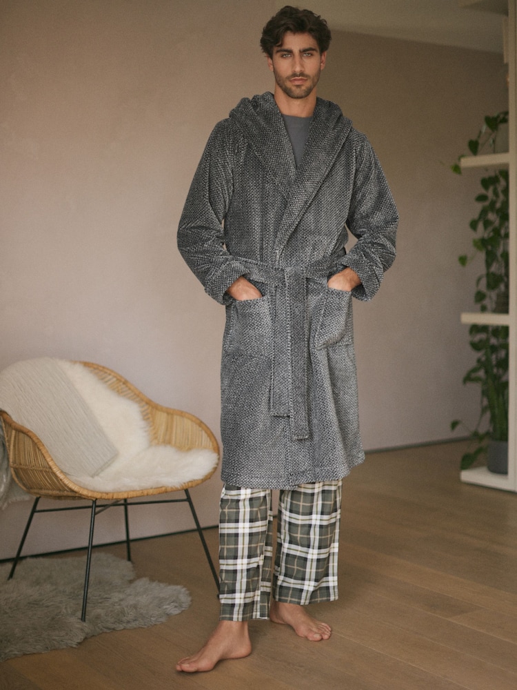 Grey Supersoft Hooded Dressing Gown - Image 2 of 10