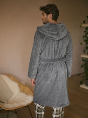 Grey Supersoft Hooded Dressing Gown - Image 3 of 10