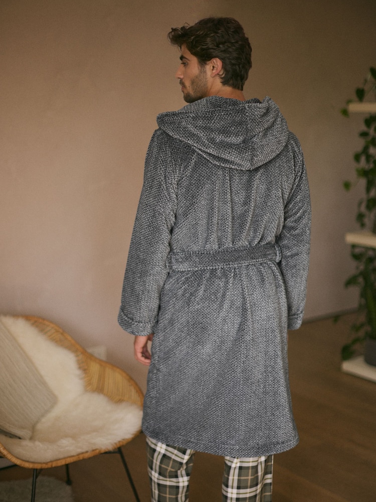 Grey Supersoft Hooded Dressing Gown - Image 3 of 10