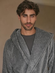 Grey Supersoft Hooded Dressing Gown - Image 5 of 10