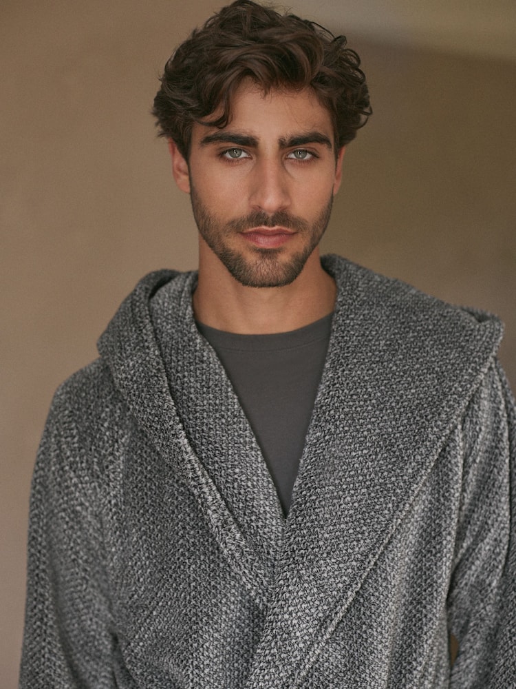 Grey Supersoft Hooded Dressing Gown - Image 5 of 10