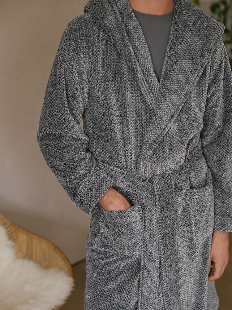 Grey Supersoft Hooded Dressing Gown - Image 6 of 10