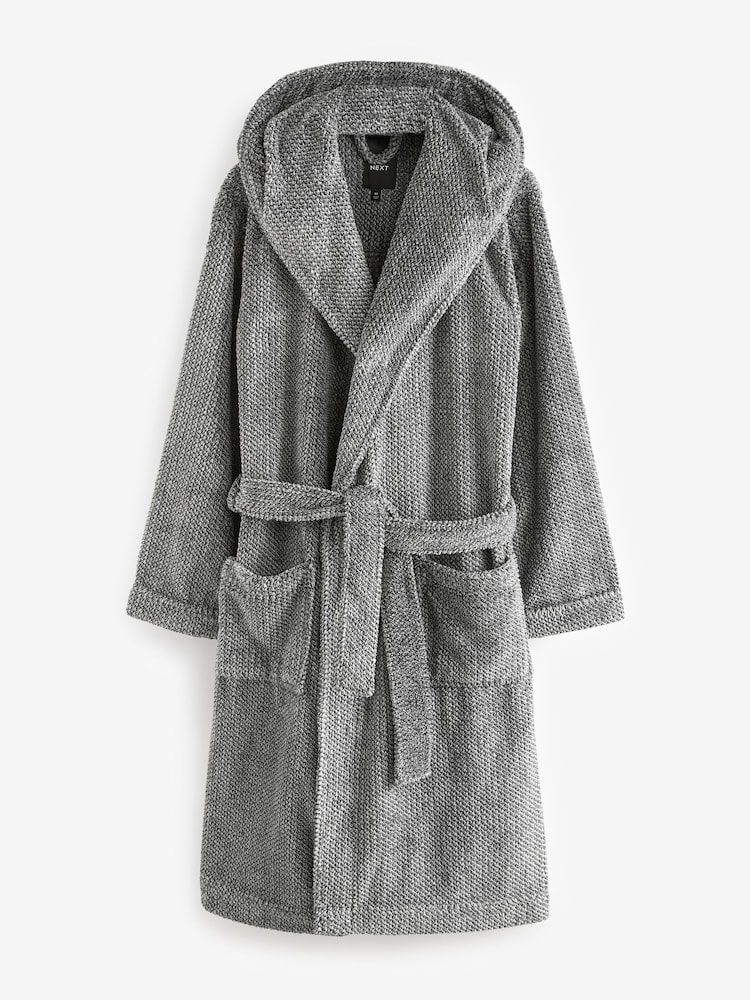 Grey Supersoft Hooded Dressing Gown - Image 8 of 10
