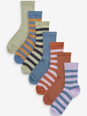 Stripe Cotton Rich Ribbed Socks 7 Pack - Image 1 of 8