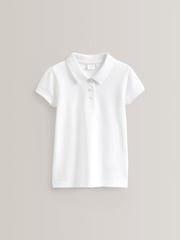 White Slim Fit 100% Cotton Short Sleeve Polo Shirts 5 Pack (3-16yrs) - Image 2 of 7